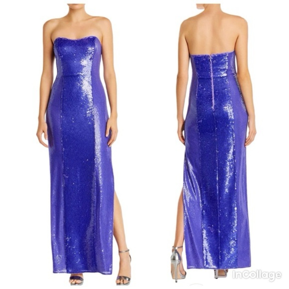 NWT Aidan Mattox Strapless Sequin Gown in Vibrant Royal Purple